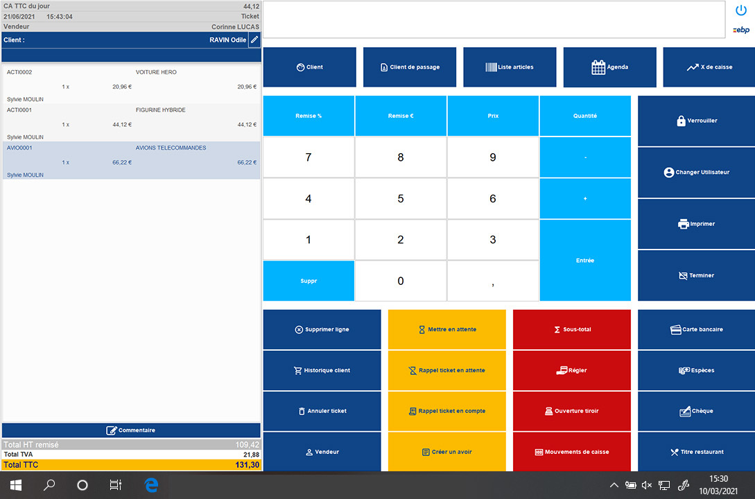 screenshot of EBP Point de Vente Pro